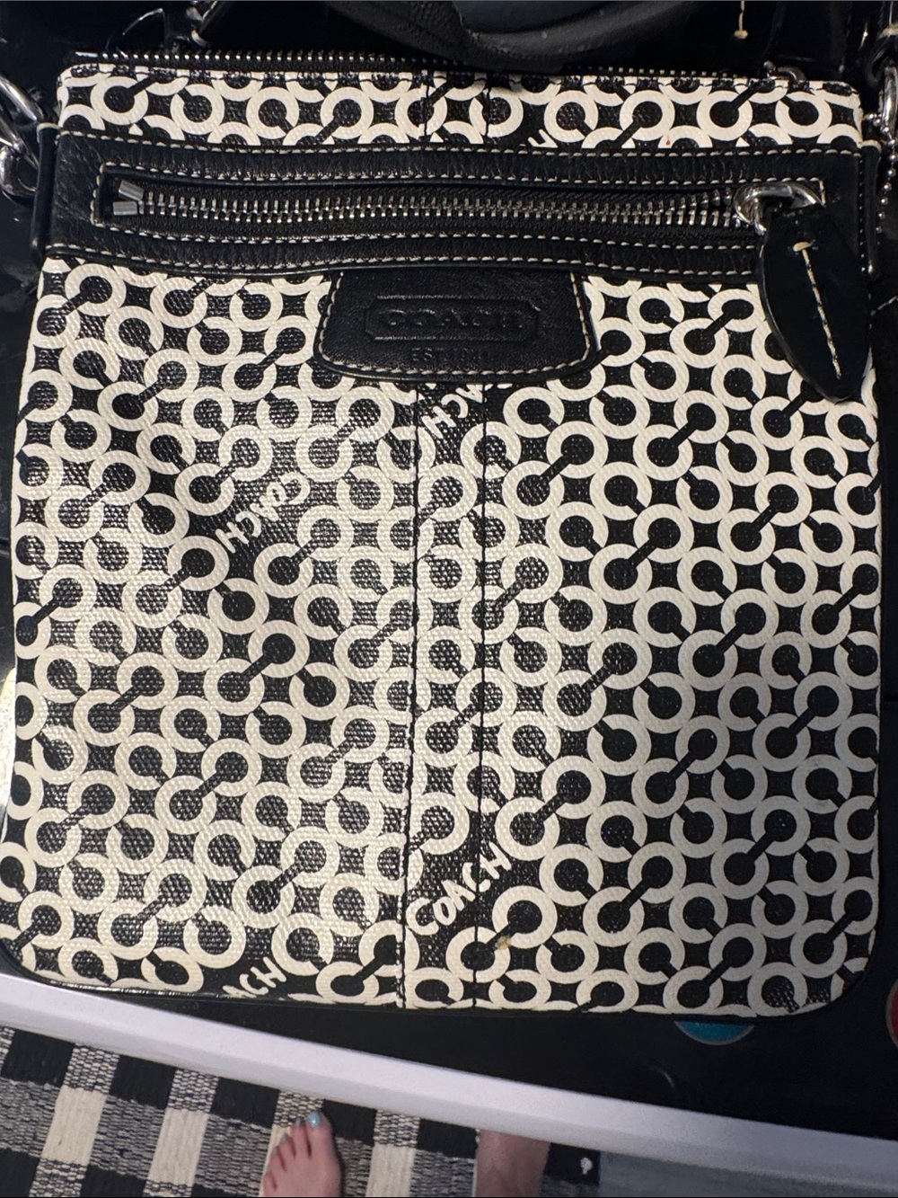 Coach Black and White Signature Print Crossbody